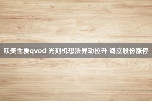 欧美性爱qvod 光刻机想法异动拉升 海立股份涨停