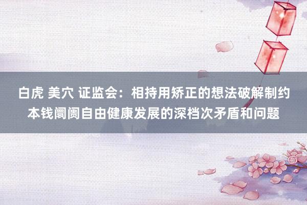 白虎 美穴 证监会：相持用矫正的想法破解制约本钱阛阓自由健康发展的深档次矛盾和问题