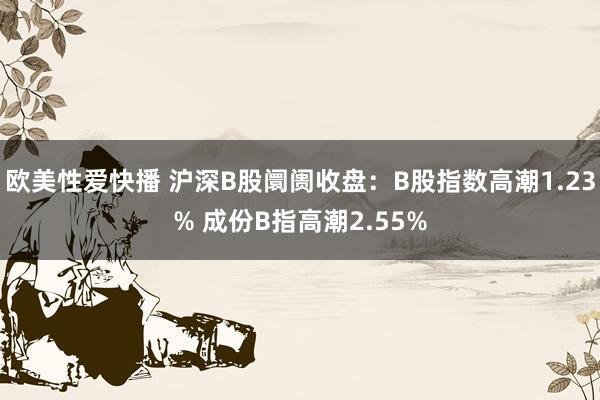 欧美性爱快播 沪深B股阛阓收盘：B股指数高潮1.23% 成份B指高潮2.55%