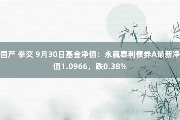 国产 拳交 9月30日基金净值：永赢泰利债券A最新净值1.0966，跌0.38%