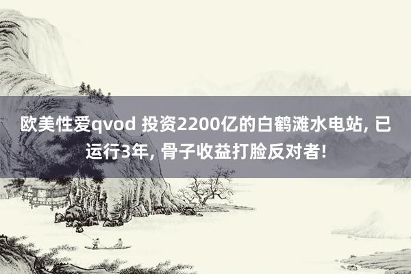 欧美性爱qvod 投资2200亿的白鹤滩水电站， 已运行3年， 骨子收益打脸反对者!