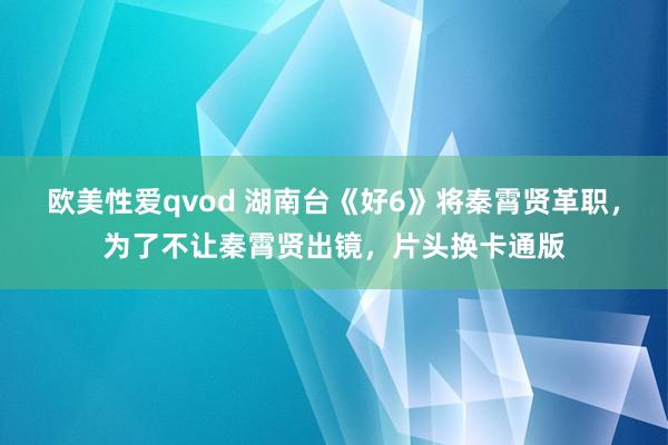 欧美性爱qvod 湖南台《好6》将秦霄贤革职，为了不让秦霄贤出镜，片头换卡通版