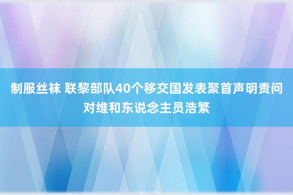 制服丝袜 联黎部队40个移交国发表聚首声明责问对维和东说念主员浩繁