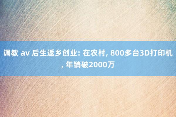 调教 av 后生返乡创业: 在农村， 800多台3D打印机， 年销破2000万