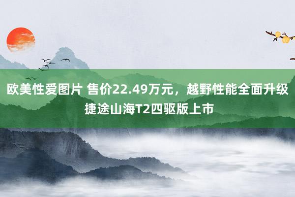 欧美性爱图片 售价22.49万元，越野性能全面升级 捷途山海T2四驱版上市