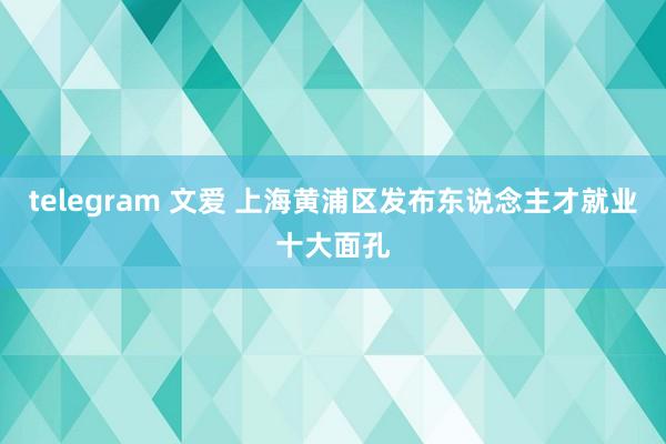 telegram 文爱 上海黄浦区发布东说念主才就业十大面孔