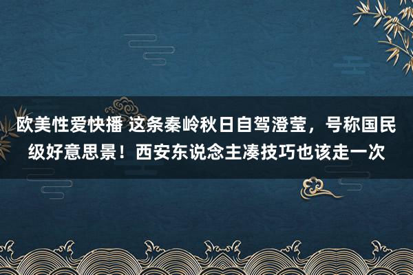 欧美性爱快播 这条秦岭秋日自驾澄莹，号称国民级好意思景！西安东说念主凑技巧也该走一次