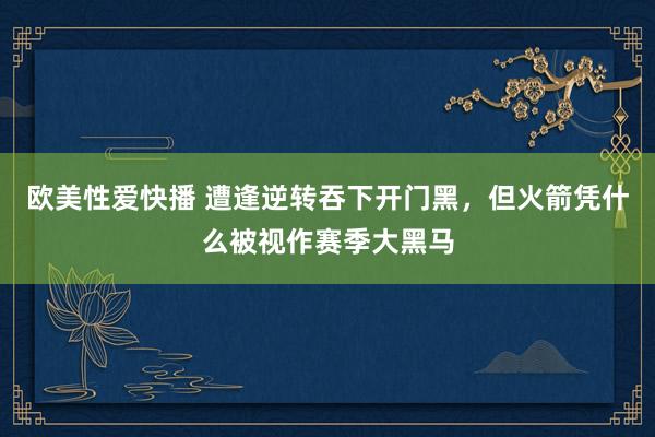 欧美性爱快播 遭逢逆转吞下开门黑，但火箭凭什么被视作赛季大黑马