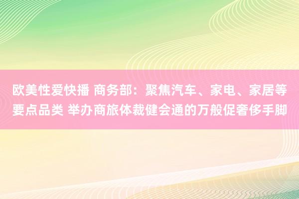 欧美性爱快播 商务部：聚焦汽车、家电、家居等要点品类 举办商旅体裁健会通的万般促奢侈手脚