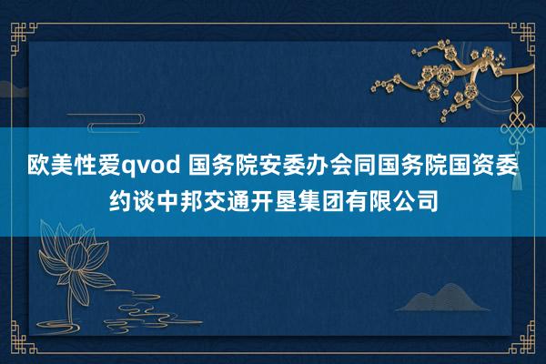 欧美性爱qvod 国务院安委办会同国务院国资委约谈中邦交通开垦集团有限公司