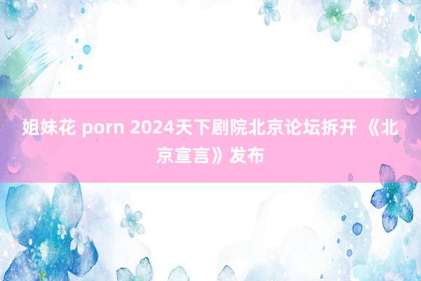 姐妹花 porn 2024天下剧院北京论坛拆开 《北京宣言》发布