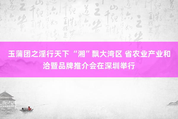 玉蒲团之淫行天下 “湘”飘大湾区 省农业产业和洽暨品牌推介会在深圳举行