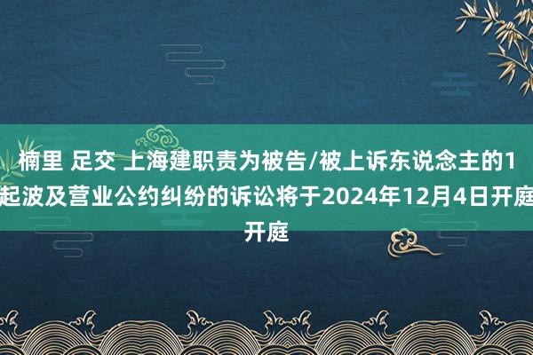 楠里 足交 上海建职责为被告/被上诉东说念主的1起波及营业公约纠纷的诉讼将于2024年12月4日开庭