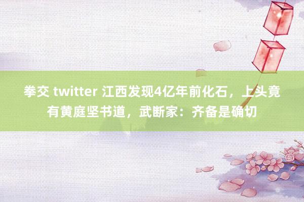 拳交 twitter 江西发现4亿年前化石，上头竟有黄庭坚书道，武断家：齐备是确切