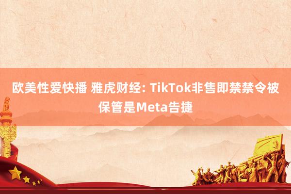 欧美性爱快播 雅虎财经: TikTok非售即禁禁令被保管是Meta告捷