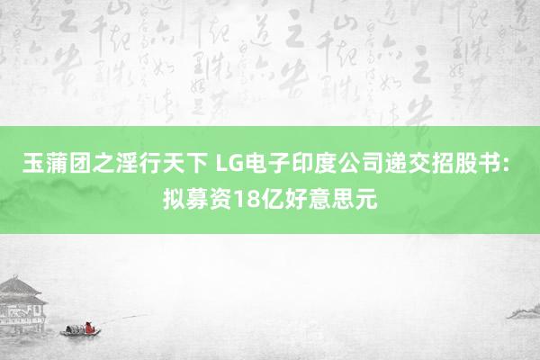 玉蒲团之淫行天下 LG电子印度公司递交招股书: 拟募资18亿好意思元