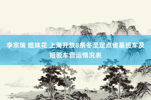 李宗瑞 姐妹花 上海开放8条冬至定点省墓班车及短驳车营运情况表