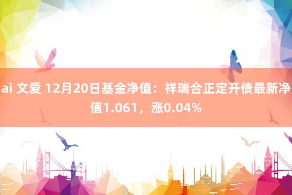 ai 文爱 12月20日基金净值：祥瑞合正定开债最新净值1.061，涨0.04%