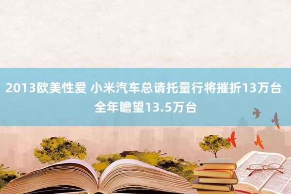 2013欧美性爱 小米汽车总请托量行将摧折13万台 全年瞻望13.5万台