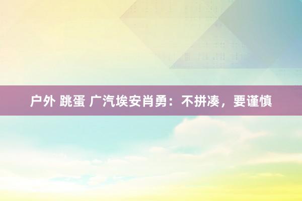 户外 跳蛋 广汽埃安肖勇：不拼凑，要谨慎