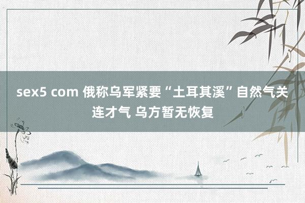 sex5 com 俄称乌军紧要“土耳其溪”自然气关连才气 乌方暂无恢复